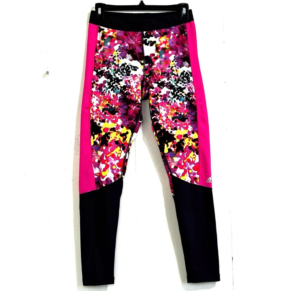 Adidas Women's Tech Fit Leggings Size XS Floral Ankle Leg Mid-Rise Leggings Gym